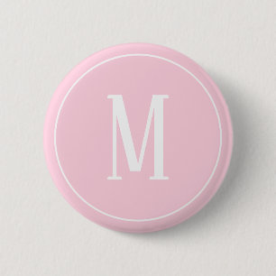 Monogram White on Light Pink Round Button