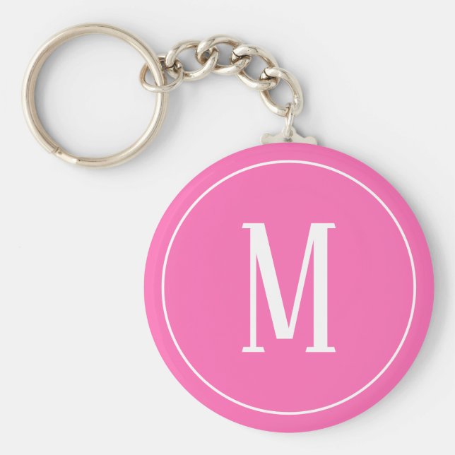 Monogram White on Pink Keychain (Front)