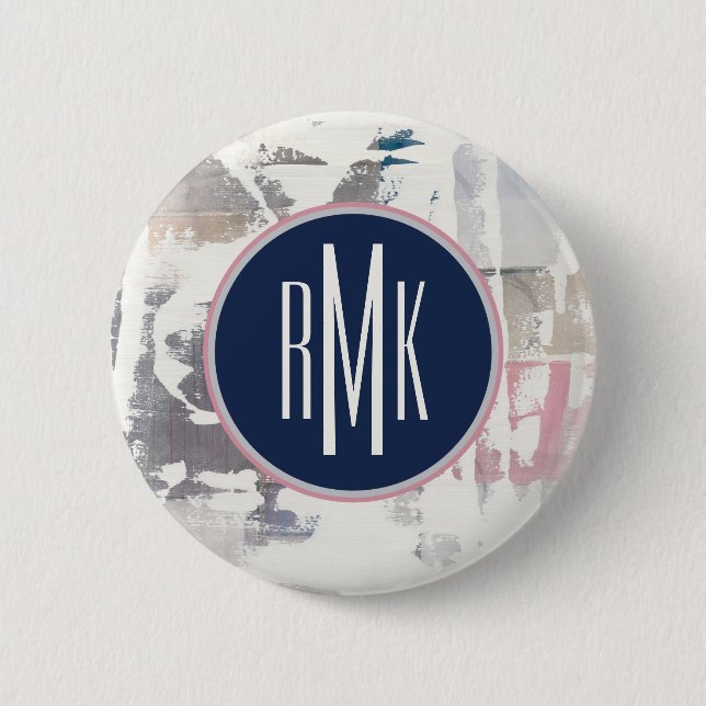 Monogram | White Out Crop 6 Cm Round Badge (Front)