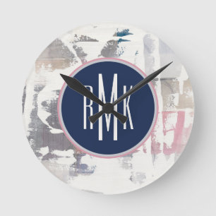 Monogram   White Out Crop Round Clock