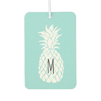 monogram white pineapple car air freshener
