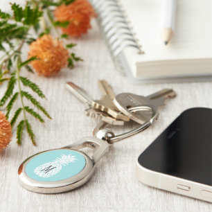 monogram white pineapple on any backround colour key ring