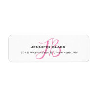 Monogram White Pink Colour Plain Modern Minimalist