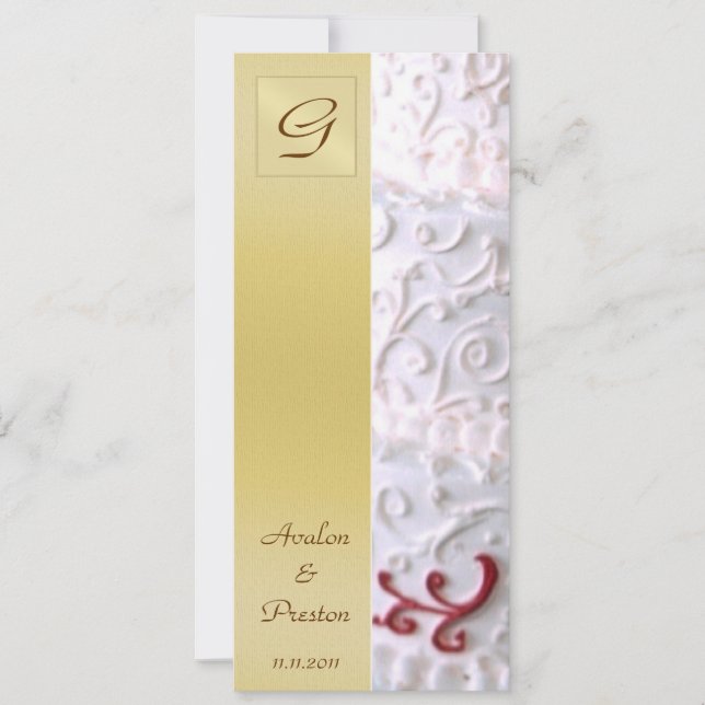 Monogram White Scroll Wedding Program Invitation (Front)