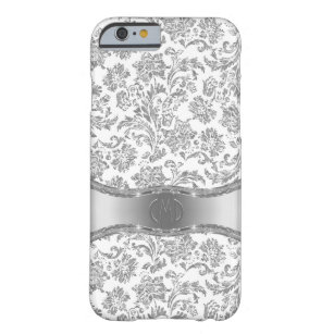 Monogram White & Silver Floral Damasks Barely There iPhone 6 Case