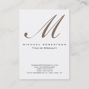 Monogram White Unique Chubby Business Card