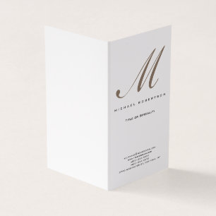 Monogram White Unique Plain Modern Business Card