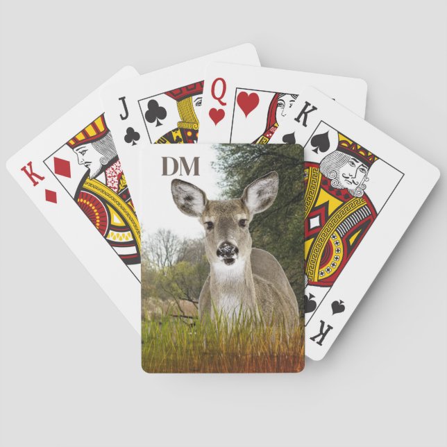 Monogram Whitetail Deer  Playing Cards (Back)