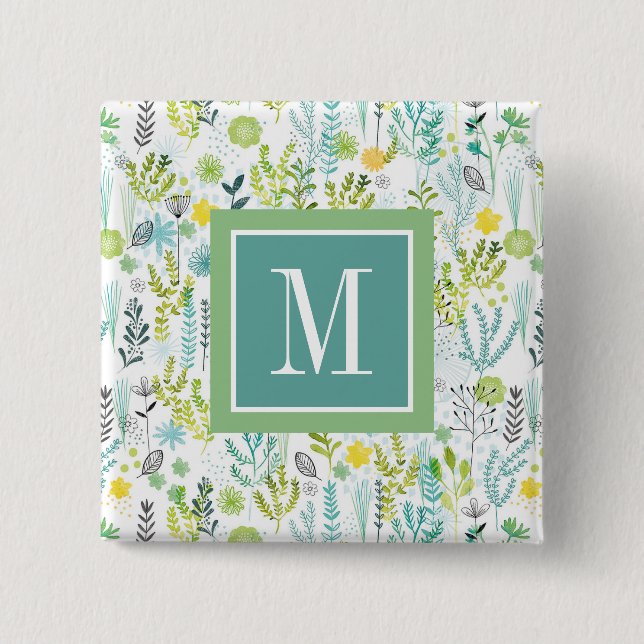 Monogram | Wild and Free Pattern 15 Cm Square Badge (Front)
