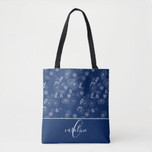 Monogram Wildflower Doodles Tote Bag