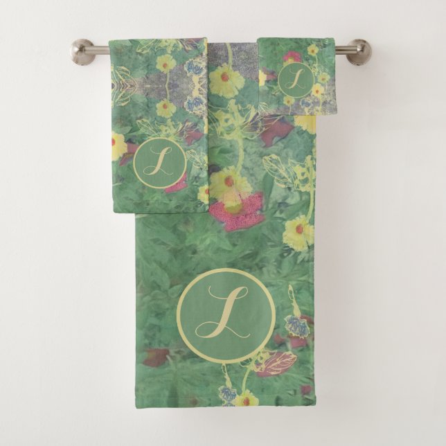 Monogram Wildflower SymmetryTowel Bath Towel Set (Insitu)