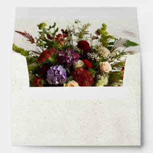 Monogram, Wildflowers & Ribbon - Red Wedding Envelope