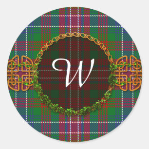 Monogram Wilson Tartan Classic Round Sticker