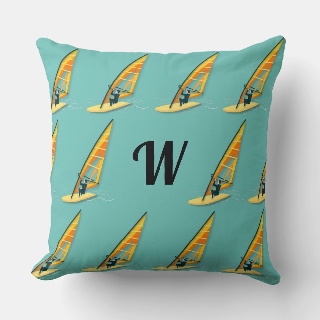 Monogram Windsurfing Throw Pillow (Front)