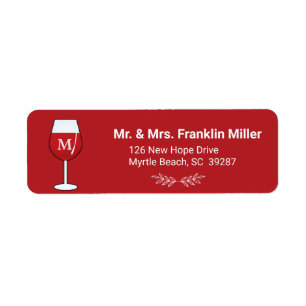 Monogram Wine Glass Return Address Label