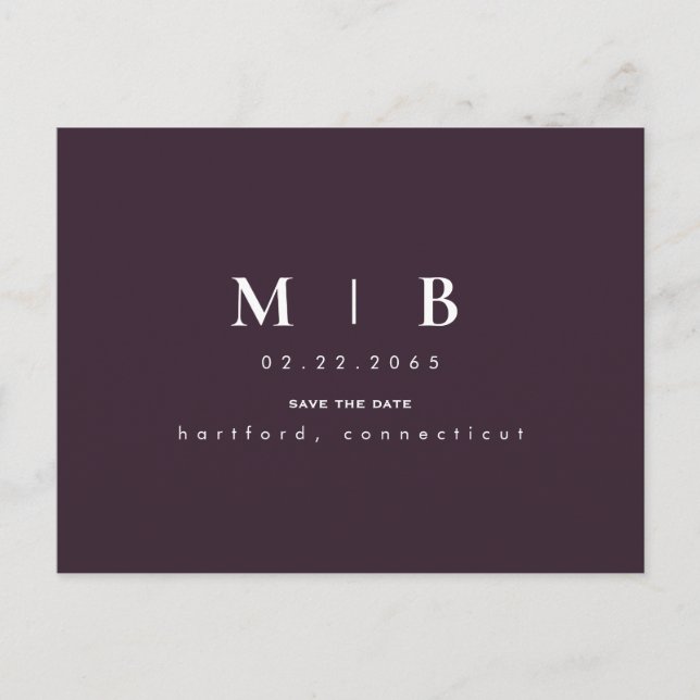 Monogram Wine Save the Date Announcement Postcard (Front)