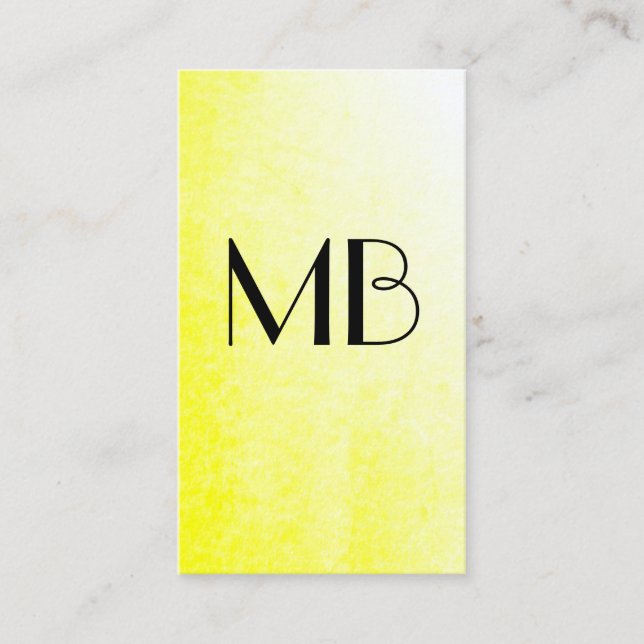 Monogram Wine Yellow Business Card (Front)