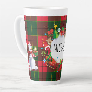 Monogram Winter Holiday Christmas Scottish Pattern Latte Mug