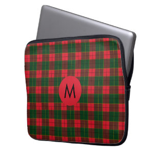 Monogram Winter Holiday Tartan pattern Scottish Laptop Sleeve