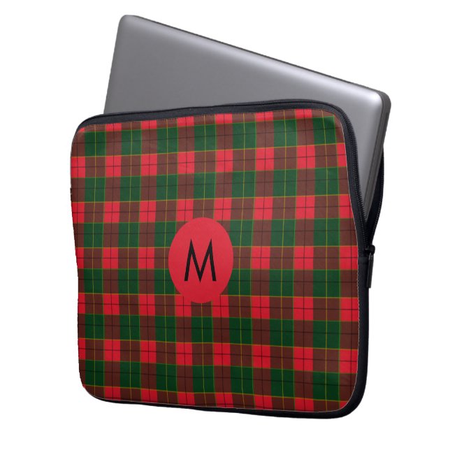 Monogram Winter Holiday Tartan pattern Scottish Laptop Sleeve (Front Left)