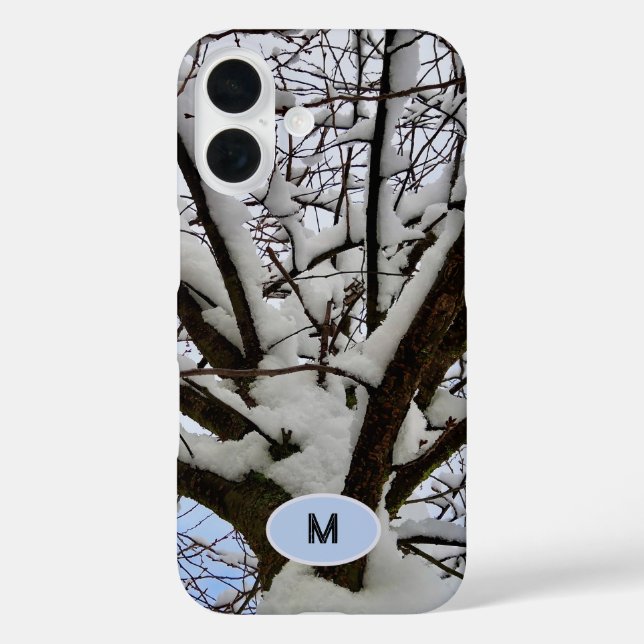 Monogram Winter Snowy Tree Crown Photo - Case-Mate iPhone Case (Back)