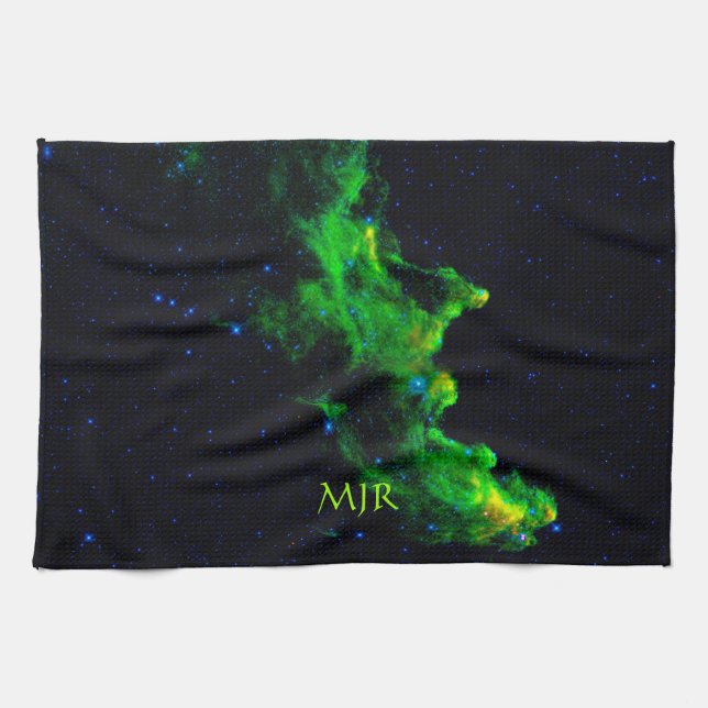 Monogram, Witch Head Nebula deep space image Tea Towel (Horizontal)