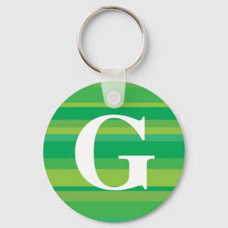 Monogram with a Colourful Striped Background - G Key Ring