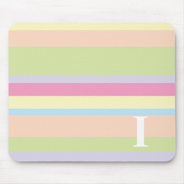 Monogram with a Colourful Striped Background - I Mouse Pad (Front)
