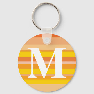 Monogram with a Colourful Striped Background - M Key Ring