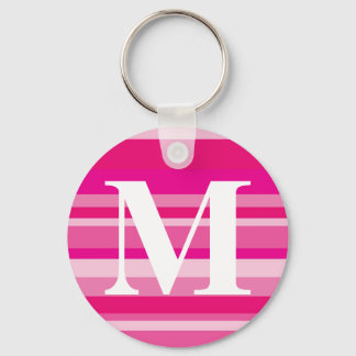 Monogram with a Colourful Striped Background - M Key Ring