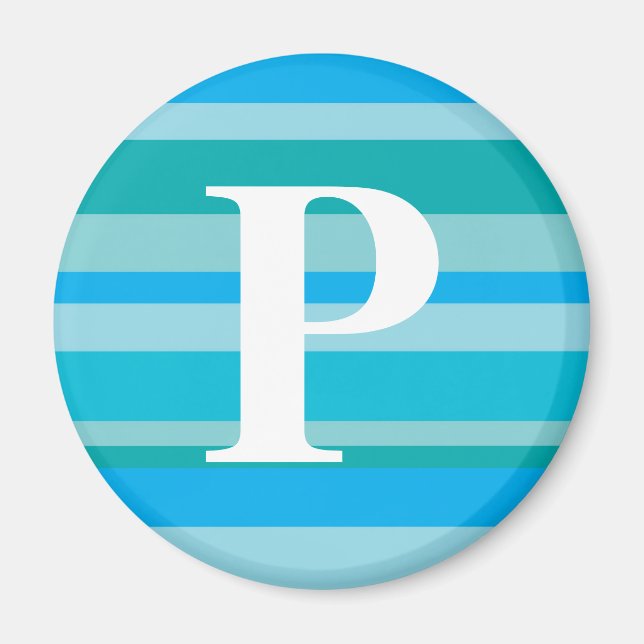 Monogram with a Colourful Striped Background - P Magnet (Front)