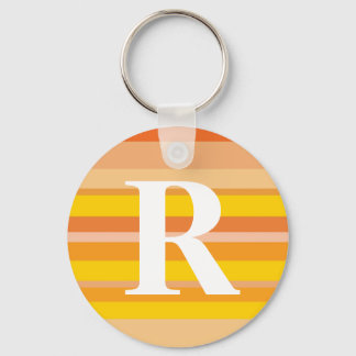 Monogram with a Colourful Striped Background - R Key Ring