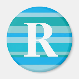 Monogram with a Colourful Striped Background - R Magnet