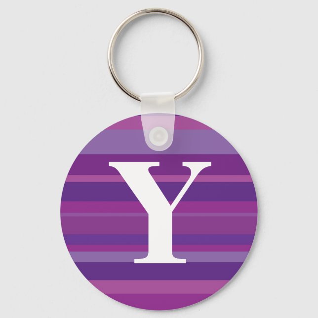 Monogram with a Colourful Striped Background - Y Key Ring (Front)