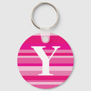 Monogram with a Colourful Striped Background - Y Key Ring