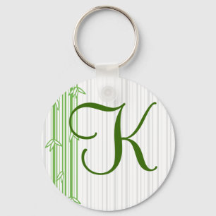 Monogram with Bamboo Background - Letter K Key Ring
