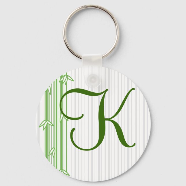 Monogram with Bamboo Background - Letter K Key Ring (Front)