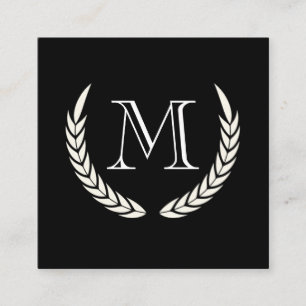 Monogram with Elements Square Business Card
