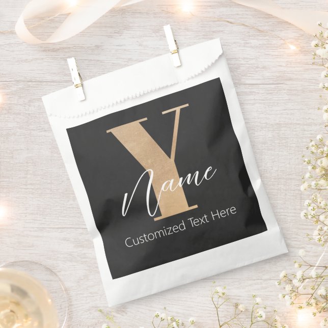 Monogram with Initial Y & Custom Name Personalized Favour Bag (Clipped)