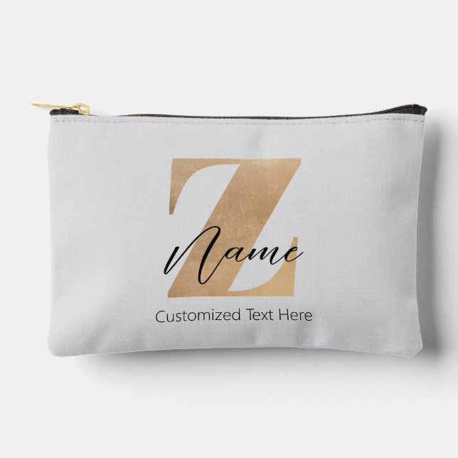 Monogram with Initial Z & Custom Name Personalized Accessory Pouch (Front)