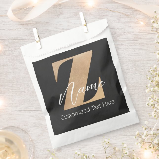 Monogram with Initial Z & Custom Name Personalized Favour Bag (Clipped)