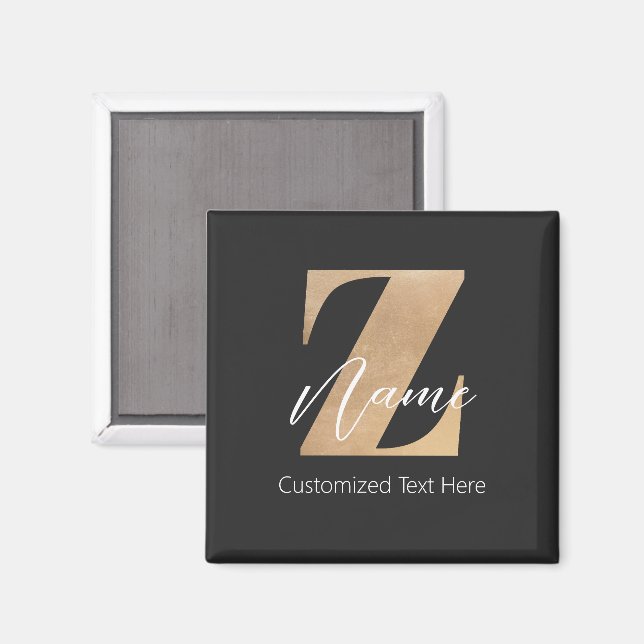 Monogram with Initial Z & Custom Name Personalized Magnet (Front/Back)