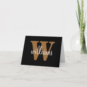 Monogram with Last Name Overlay Note Card