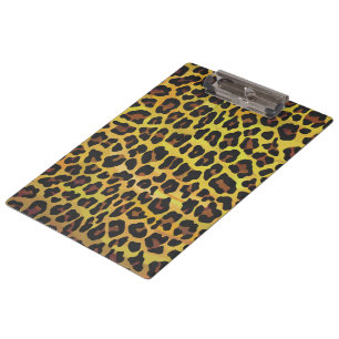 Monogram with Leopard Brown and Yellow Clipboard