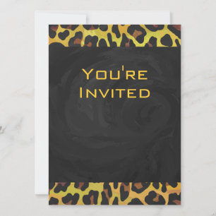 Monogram with Leopard Brown and Yellow Invitation