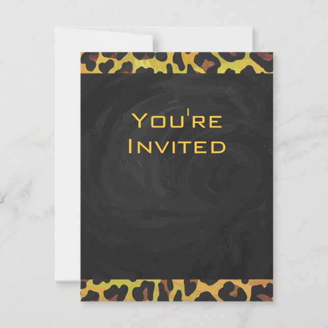 Monogram with Leopard Brown and Yellow Invitation (Front)