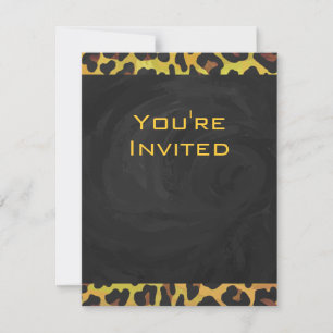 Monogram with Leopard Brown and Yellow Invitation