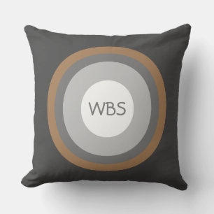 Monogram with Modern Earth Tone Circles Cushion
