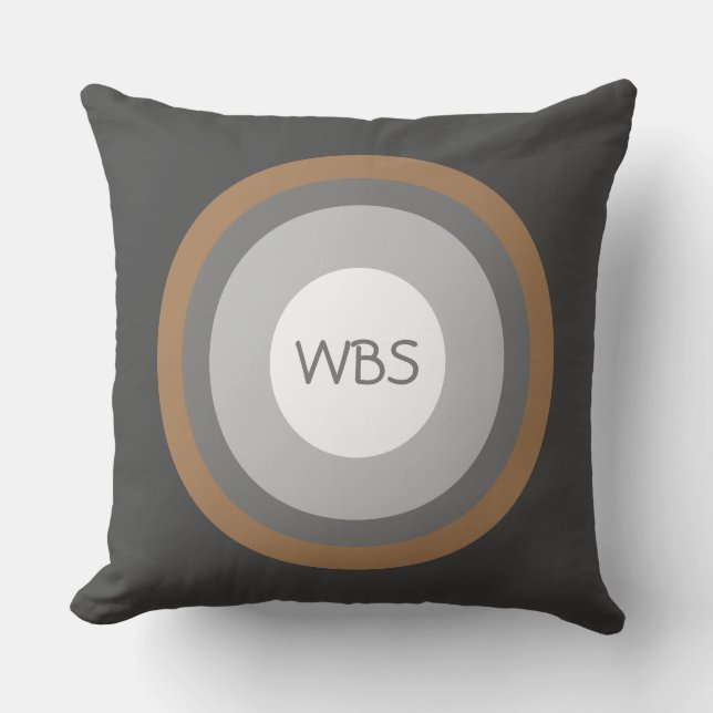 Monogram with Modern Earth Tone Circles Cushion (Front)