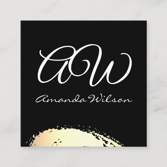 Monogram with Modern Gold Brushed Square Business Card (Front)